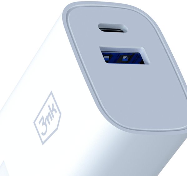 Φορτιστής 3MK FlowPower 25W, 1xUSB-A & 1xUSB-C, PD, QC4+, Λευκός