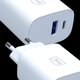 Φορτιστής 3MK FlowPower 25W, 1xUSB-A & 1xUSB-C, PD, QC4+, Λευκός