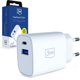 Φορτιστής 3MK FlowPower 25W, 1xUSB-A & 1xUSB-C, PD, QC4+, Λευκός