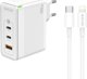 Ladowarka Jellico Ladowarka Sieciowa GaN 100W 1x QC3.0 USB + 2x PD USB-C Jellico C118 + Kabel USB-C - Lightning biale