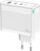Ladowarka Jellico Ladowarka Sieciowa GaN 100W 1x QC3.0 USB + 2x PD USB-C Jellico C118 + Kabel USB-C - Lightning biale