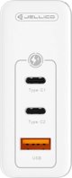 Ladowarka Jellico Ladowarka Sieciowa GaN 100W 1x QC3.0 USB + 2x PD USB-C Jellico C118 + Kabel USB-C - Lightning biale