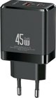Usams Φορτιστής δικτύου USB-C+USB-A 45W GaN PD 3.0