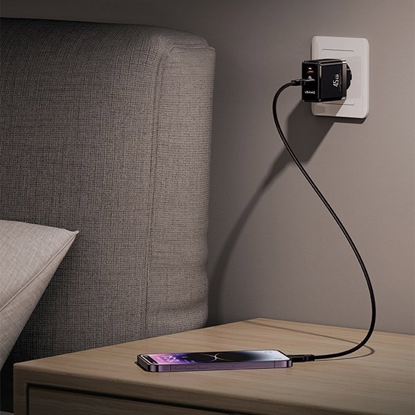 Usams Φορτιστής δικτύου USB-C+USB-A 45W GaN PD 3.0