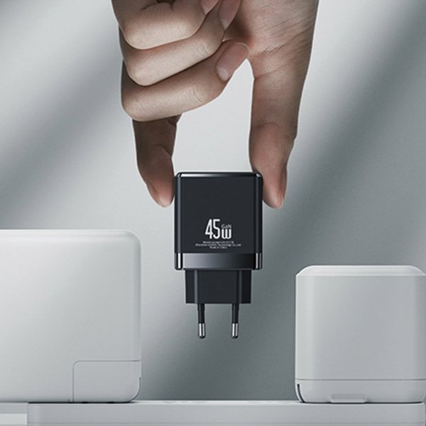 Usams Φορτιστής δικτύου USB-C+USB-A 45W GaN PD 3.0