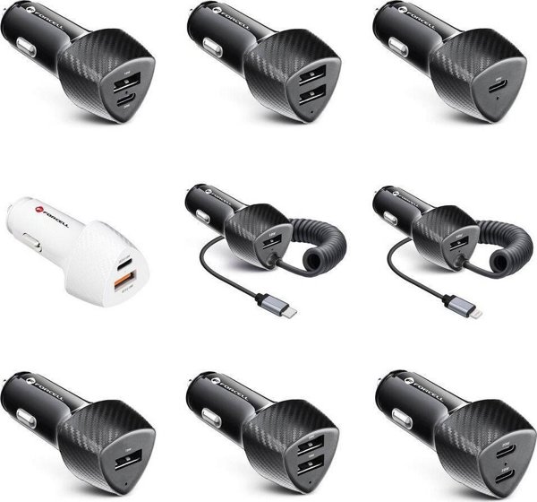 Φορτιστής Αυτοκινήτου ForCell Carbon CC50-1C USB-C PD 3.0 20W Μαύρος