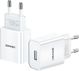 Φορτιστής Usams T18 1x USB-A 2.1A, Γρήγορη Φόρτιση, Λευκό, Ανθεκτικό Περίβλημα ABS