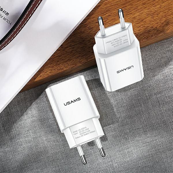 Φορτιστής Usams T18 1x USB-A 2.1A, Γρήγορη Φόρτιση, Λευκό, Ανθεκτικό Περίβλημα ABS