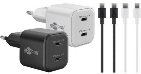 Goobay Σετ Twin Power 2x φορτιστών USB-C (30 W), 2x καλώδια USB-C