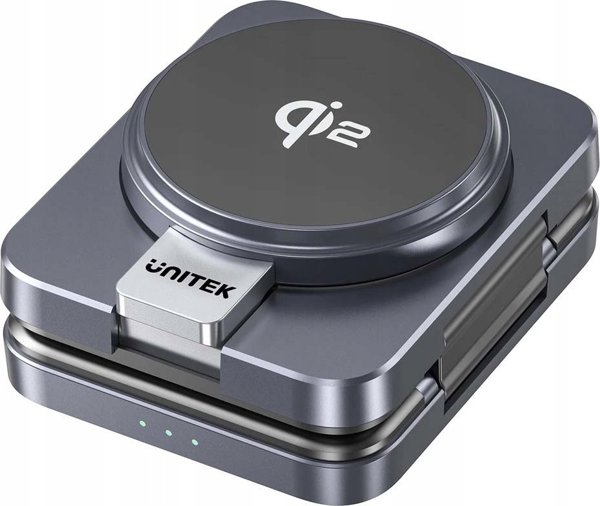 Unitek Πτυσσόμενος Σταθμός Φόρτισης 3 σε 1, Qi2, 15W, Γκρι