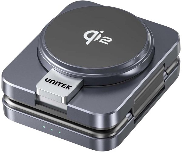 Unitek Πτυσσόμενος Σταθμός Φόρτισης 3 σε 1, Qi2, 15W, Γκρι