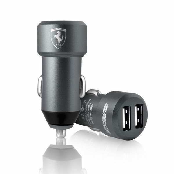Φορτιστής Αυτοκινήτου Ferrari 2USB 4800mA, Ασημί, Αλουμίνιο (FER000233)