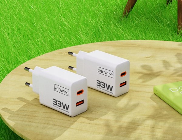 Φορτιστής Zenwire Γρήγορος Φορτιστής Τοίχου Kostka GAN III 33W USB-C USB-A για iPhone Samsung Zenwire YMS-618