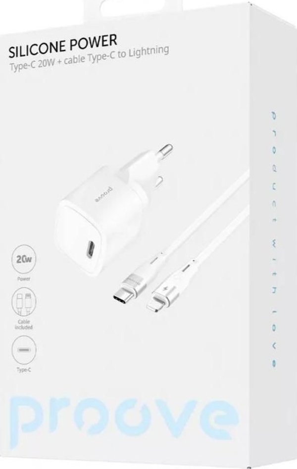 Canyon Φορτιστής Τοίχου 20W USB-C PD3.0 με Καλώδιο Lightning, Λευκός