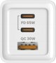 Φορτιστής Τοίχου Savio LA-07 65W GaN, Λευκός, με Καλώδιο USB-A σε USB-C 1m