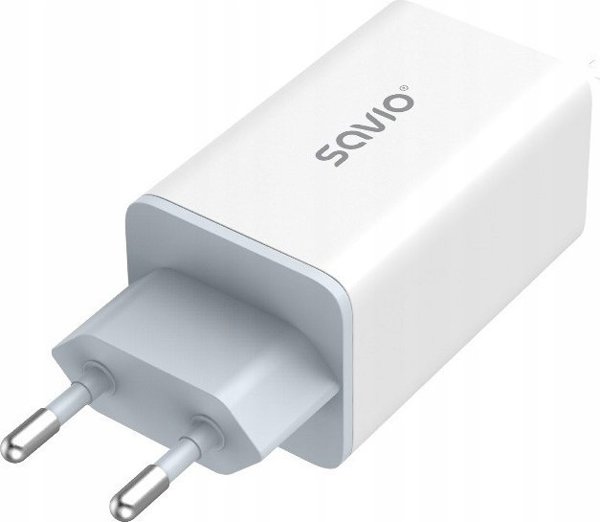 Φορτιστής Τοίχου Savio LA-07 65W GaN, Λευκός, με Καλώδιο USB-A σε USB-C 1m