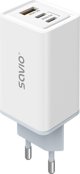 Φορτιστής Τοίχου Savio LA-07 65W GaN, Λευκός, με Καλώδιο USB-A σε USB-C 1m