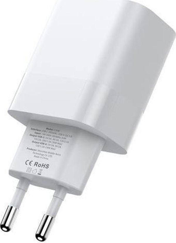 Φορτιστής Τοίχου Tech-Protect C30W, 1x USB-A (QC3.0) & 1x USB-C (PD20W), 3A, Λευκός