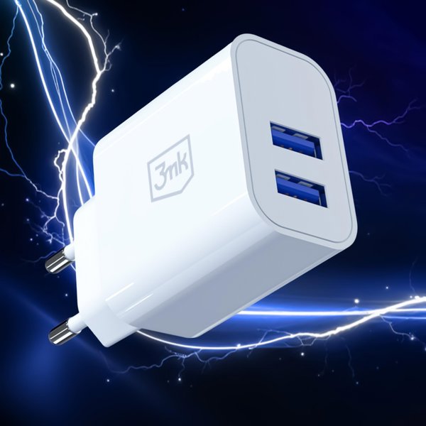 Φορτιστής 3mk FlowPower 10W 2.4A, Λευκός - Φορτιστής Τοίχου USB