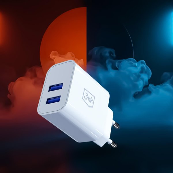 Φορτιστής 3mk FlowPower 10W 2.4A, Λευκός - Φορτιστής Τοίχου USB