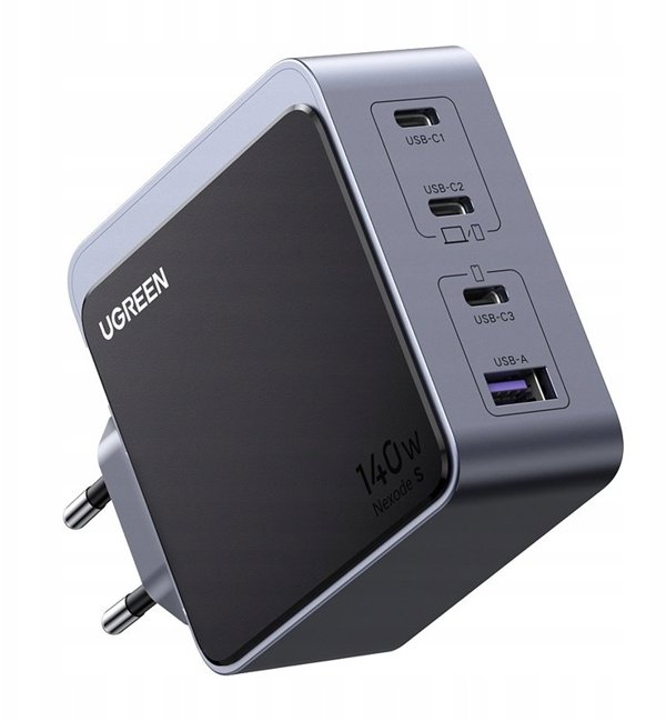 Ladowarka sieciowa Ugreen Nexode S 140W, GaN, 3x USB-C + USB (szara)