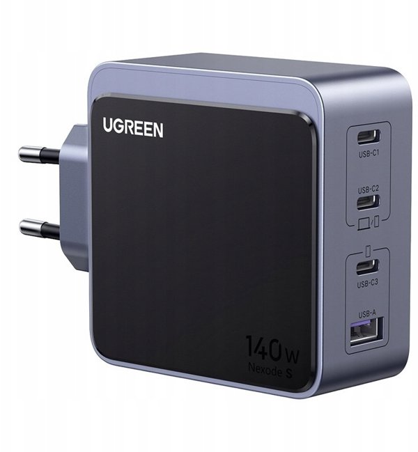 Ladowarka sieciowa Ugreen Nexode S 140W, GaN, 3x USB-C + USB (szara)