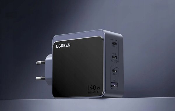 Ladowarka sieciowa Ugreen Nexode S 140W, GaN, 3x USB-C + USB (szara)