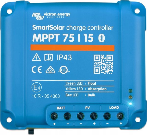 Victron Energy Ρυθμιστής Φόρτισης BlueSolar MPPT 75/15, Ηλιακός Ελεγκτής Φόρτισης 12V/24V 15A