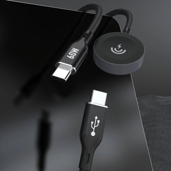 Dudao A12MaxC Φορτιστής 2 σε 1, 60W PD για Apple Watch & USB-C, Μαύρο