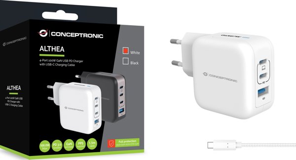 Conceptronic Φορτιστής 4 θυρών 100W, 3xUSB-C, 1xUSB-A 1.5m ws