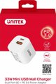 Unitek Φορτιστής Τοίχου 33W, 1x USB-A & 1x USB-C, QC 3.0, Λευκός