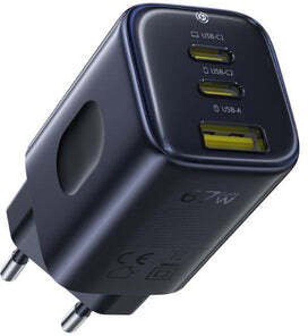 Baseus Sienas φορτιστής PicoGo AE11 67W USB-A + 2xUSB-C QC PD μαύρος