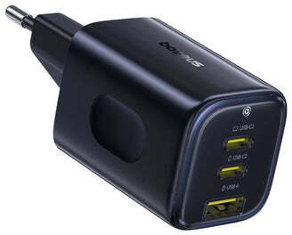 Baseus Sienas φορτιστής PicoGo AE11 67W USB-A + 2xUSB-C QC PD μαύρος