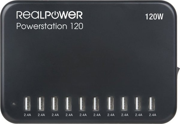 Ladowarka Realpower RealPower Power Station 120 Smartfon, Tablet Czarny Prad przemienny Wewnetrzna