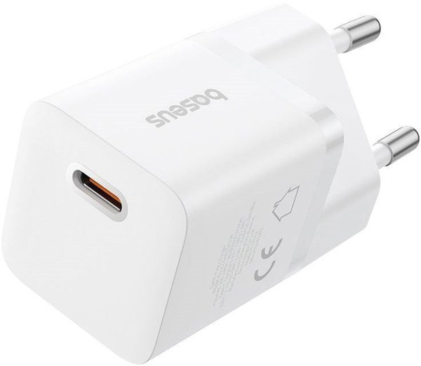 Baseus GaN5 1C 25W EU Λευκό Φορτιστής Τοίχου