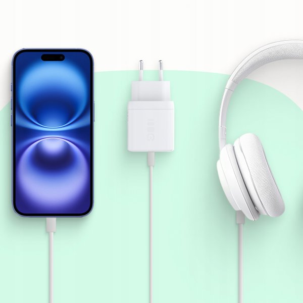 Φορτιστής Τοίχου Green Cell PowerSource Duo30, 30W, USB-C & USB-A, Power Delivery, QC3.0, Λευκός