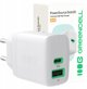 Φορτιστής Τοίχου Green Cell PowerSource Duo30, 30W, USB-C & USB-A, Power Delivery, QC3.0, Λευκός