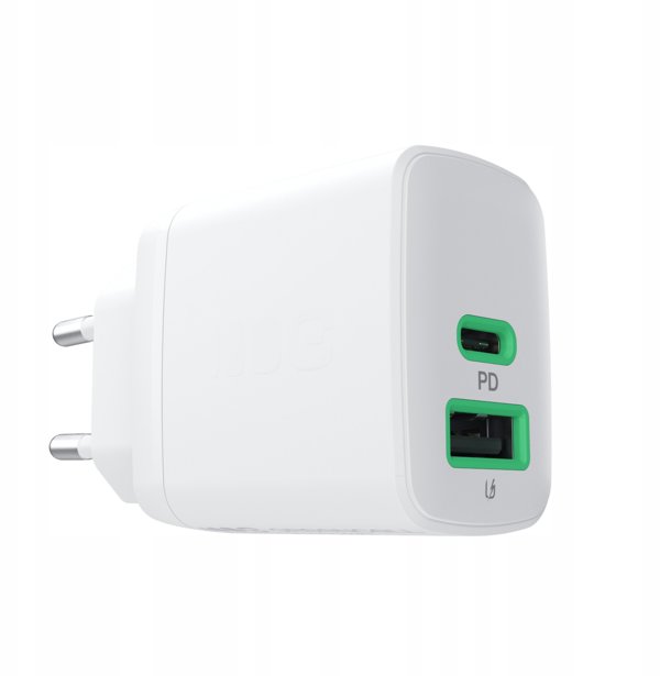 Φορτιστής Τοίχου Green Cell PowerSource Duo30, 30W, USB-C & USB-A, Power Delivery, QC3.0, Λευκός