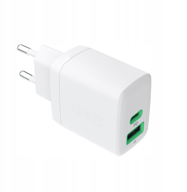 Φορτιστής Τοίχου Green Cell PowerSource Duo30, 30W, USB-C & USB-A, Power Delivery, QC3.0, Λευκός