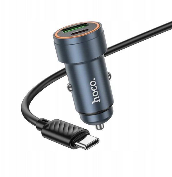Φορτιστής αυτοκινήτου Hoco USB A + USB C QC3.0 PD 30W + καλώδιο USB C σε USB C Z57A μαύρος