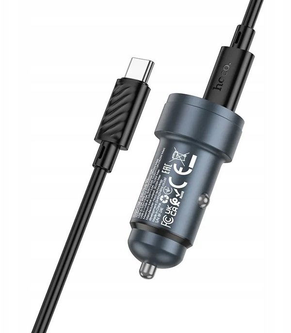 Φορτιστής αυτοκινήτου Hoco USB A + USB C QC3.0 PD 30W + καλώδιο USB C σε USB C Z57A μαύρος