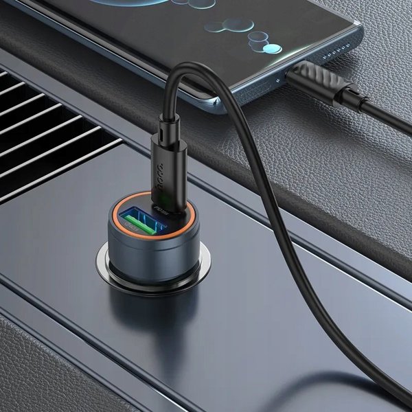 Φορτιστής αυτοκινήτου Hoco USB A + USB C QC3.0 PD 30W + καλώδιο USB C σε USB C Z57A μαύρος