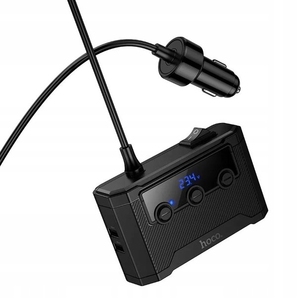 Φορτιστής Αυτοκινήτου Hoco με Διαχωριστή 2xUSB A + 2xUSB C + 3 Θύρες Αναπτήρα QC3.0 PD 240W Z64 Μαύρος