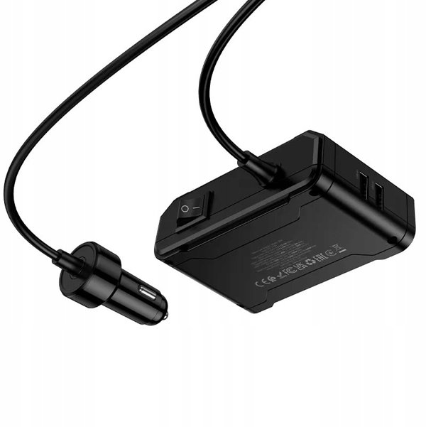 Φορτιστής Αυτοκινήτου Hoco με Διαχωριστή 2xUSB A + 2xUSB C + 3 Θύρες Αναπτήρα QC3.0 PD 240W Z64 Μαύρος