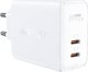 Acefast A29 Φορτιστής GaN, 50W, 2x USB-C, Power Delivery & PPS, Λευκός