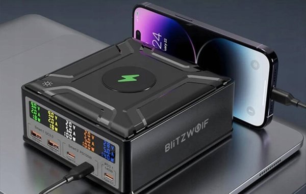BlitzWolf BW-S28 Σταθμός Φόρτισης 260W, 2xUSB-A & 3xUSB-C, Με Ασύρματη Φόρτιση 15W, Μαύρο