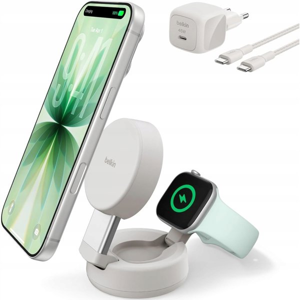 Belkin Φορτιστής UltraCharge 25W Qi2, Ασύρματη Βάση Φόρτισης, Λευκό