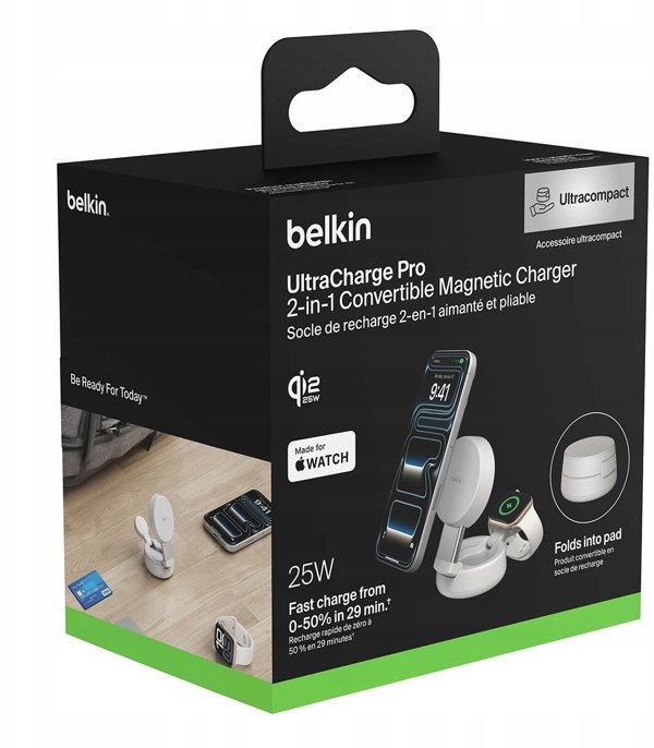 Belkin Φορτιστής UltraCharge 25W Qi2, Ασύρματη Βάση Φόρτισης, Λευκό