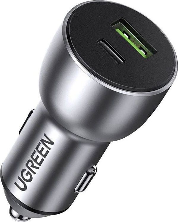 Ugreen CD213 Φορτιστής Αυτοκινήτου 36W, 1x USB-A QC 3.0 & 1x USB-C PD, Αλουμίνιο, Γκρι