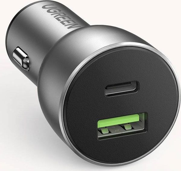 Ugreen CD213 Φορτιστής Αυτοκινήτου 36W, 1x USB-A QC 3.0 & 1x USB-C PD, Αλουμίνιο, Γκρι